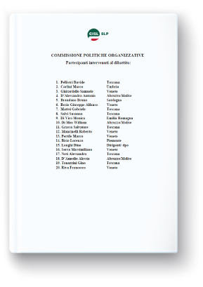 Commissione politiche organizzative - Lista partecipanti intervenuti